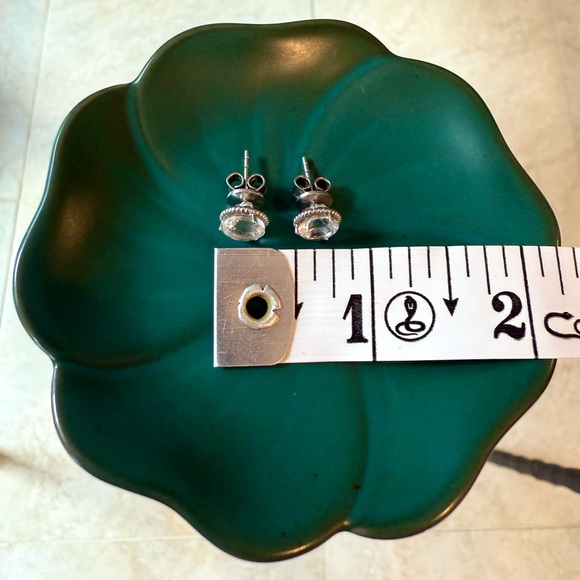 Blue Nile White Topaz Rope Stud Sterling Silver Earrings, NWOT - Picture 5 of 7